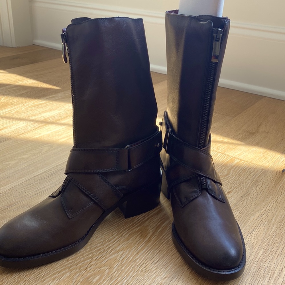 Zara Moto Boots in Brown.  Size 37